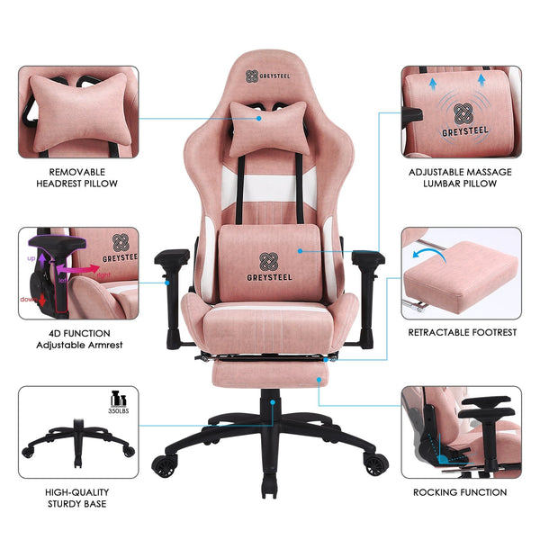 Gaming chair with footrest and massage hot sale