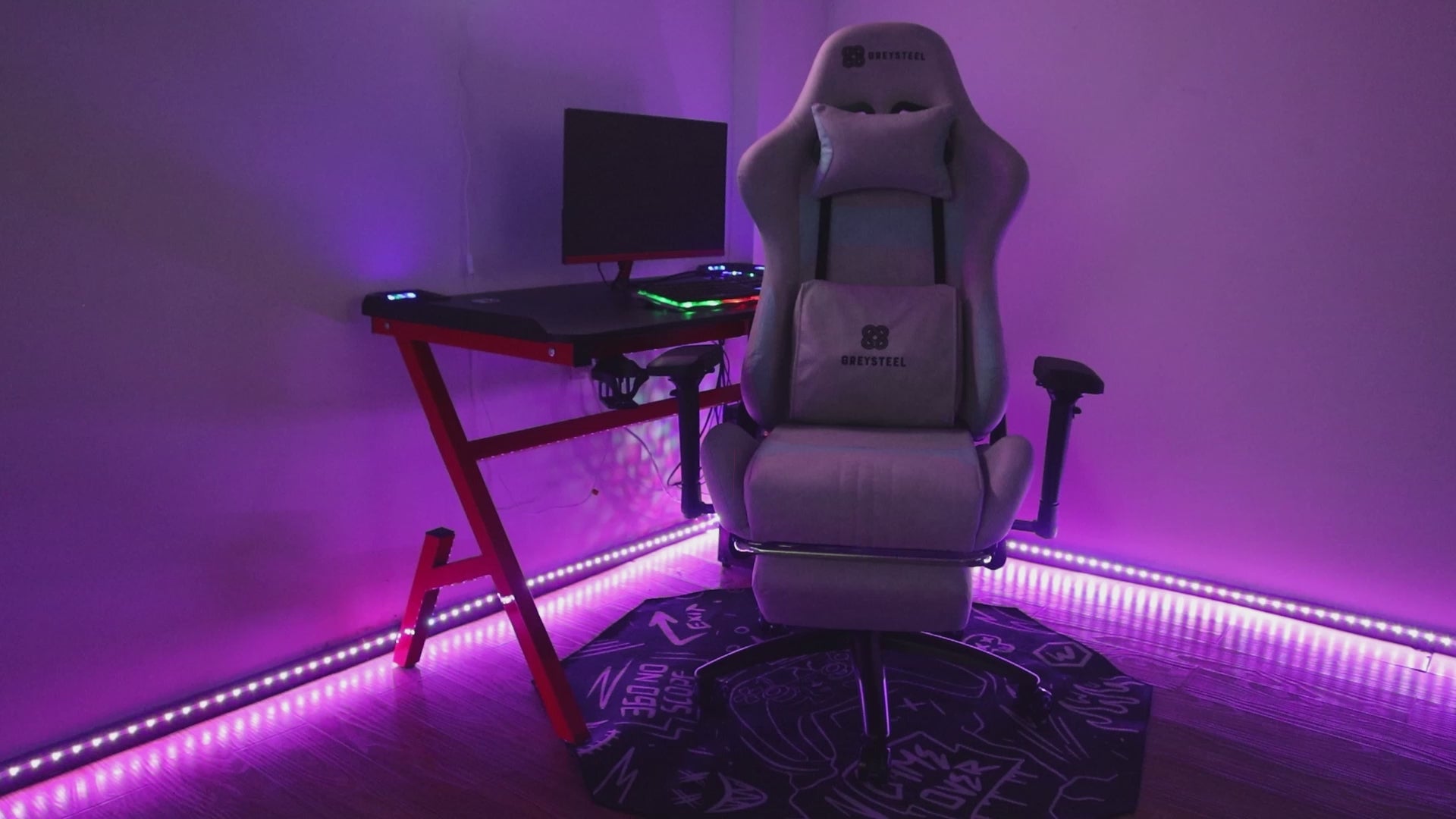 Greysteel-Breathe Shiatsu Massage Gaming Chair (Grey-Blue)